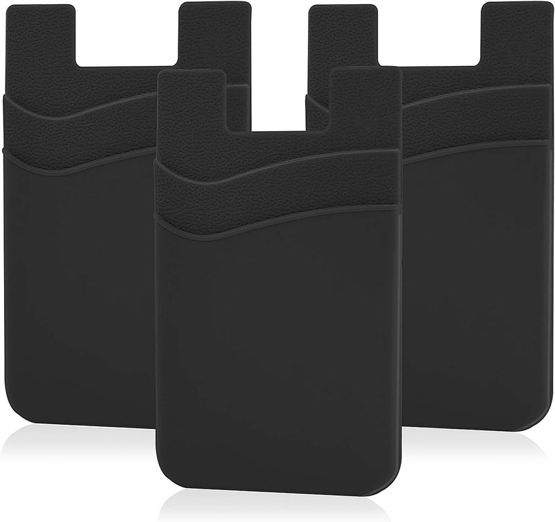 Senose Cell Phone Wallet, Silicone Adhesive Stick-on Phone Card Holder for Credit Card,Id Holder Wallet Pouch Sleeve Pocket Compatible for iPhone Samsung Galaxy Any Smartphone, Pack of 3 - Image 1